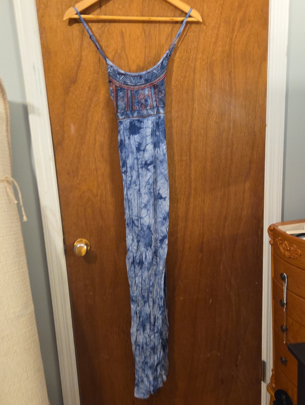 Pre-Owned Excellent Y2K Alloy Apparel Blue Tie Dye Boho Maxi Dress Size M
